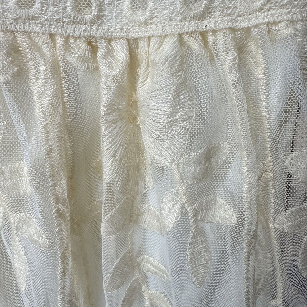 Haute Monde Lace Dress Boho Medium Embroidered V Neck Short Sleeve Cream Ivory - Picture 16 of 16